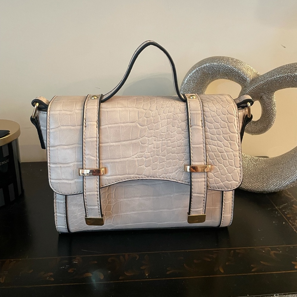 ASOS Top handle croc nude bag